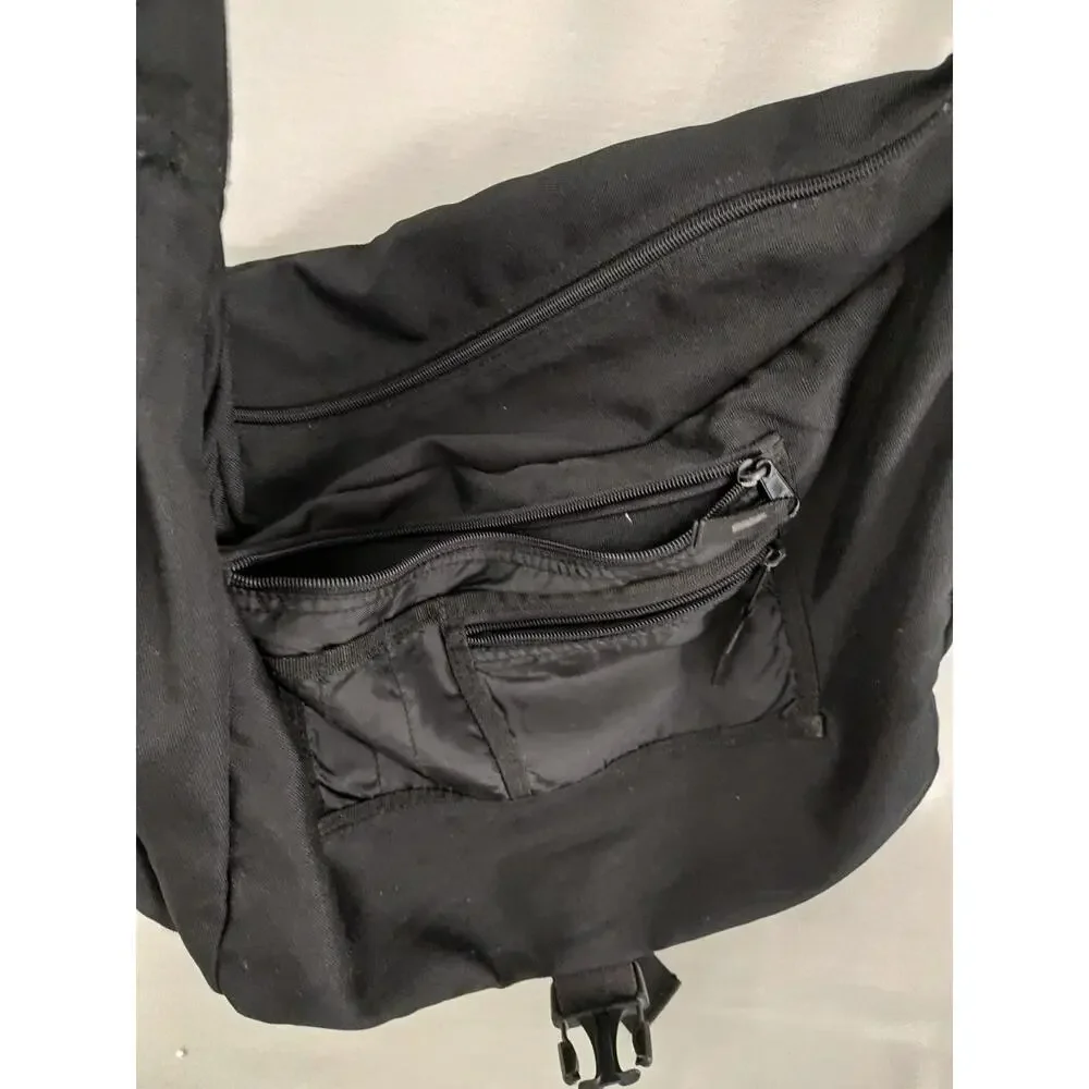 Eddie Bauer Travel Gear Messenger Bag Black Adjustable Strap Multi-Pocket‎